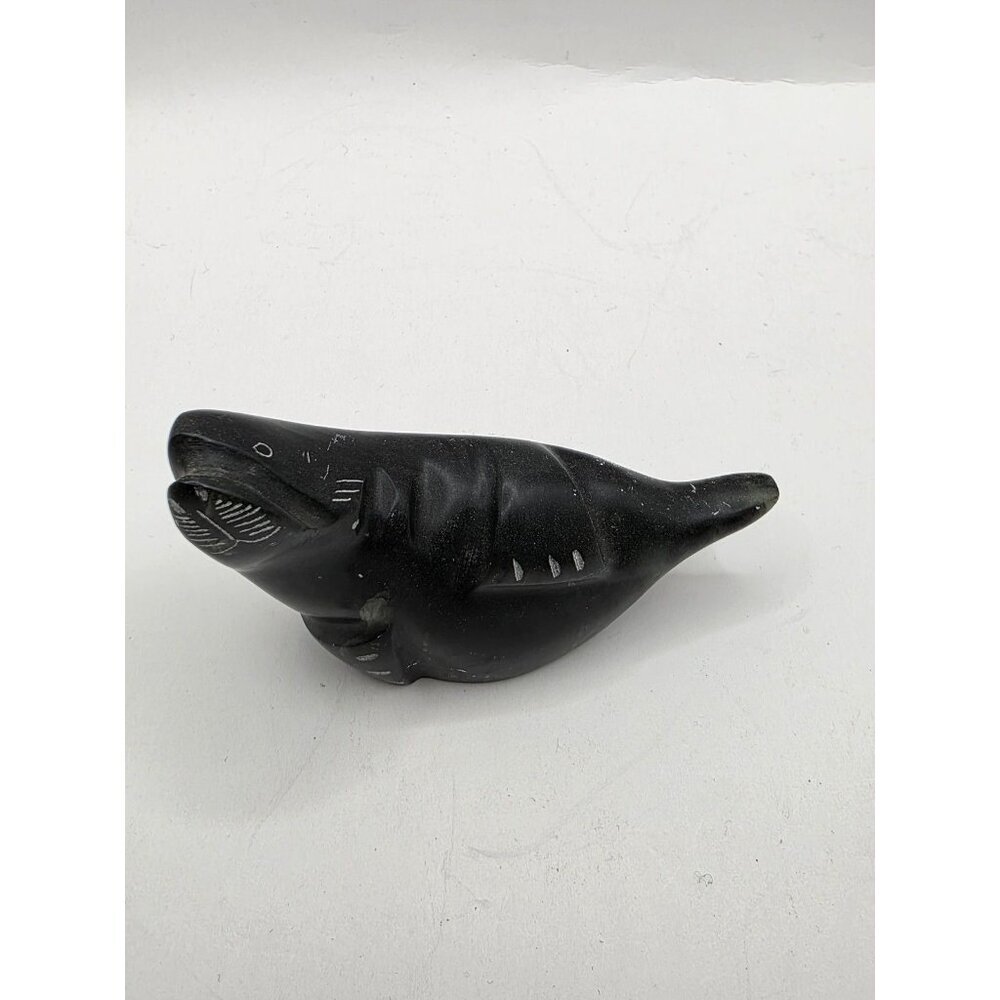 Vintage Ross Canada Inuit Style Carved Stone Marine Animal Sculpture